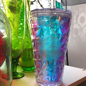 ☕️STARBUCKS Iridescent Tumbler with Blue and Pink Accents 🦄
